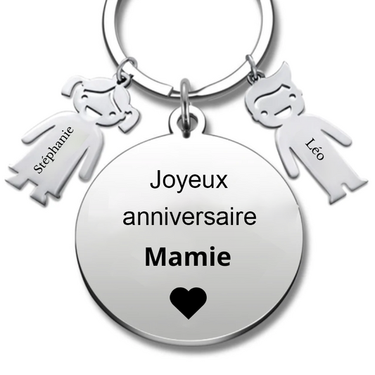 Porte Clé Mamie Personnalisé "Joyeux Anniversaire Mamie"
