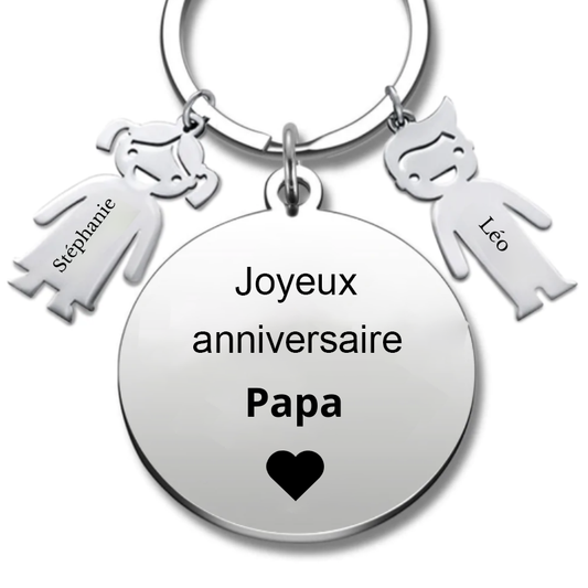 Porte Clé Papa Personnalisé "Joyeux Anniversaire Papa"