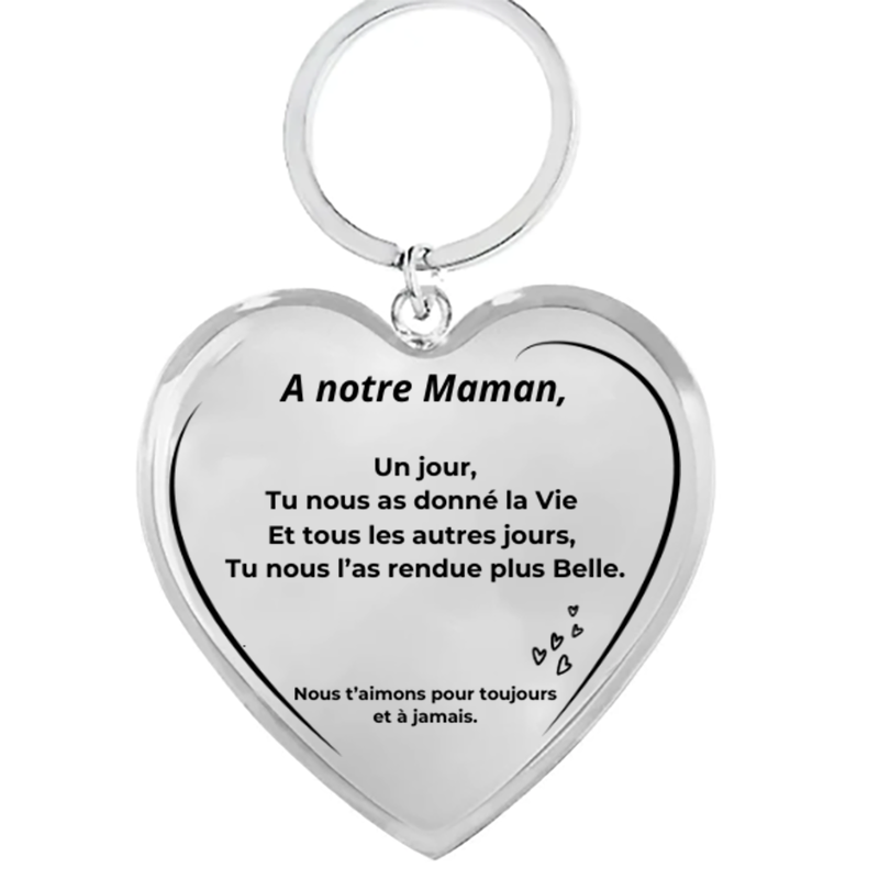 Porte Clef Cœur pour Maman Personnalisé