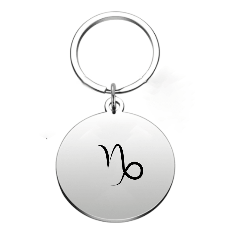 Porte-clé Capricorne en acier inoxydable gravé du signe du zodiaque - Les Bijoux de Marilou