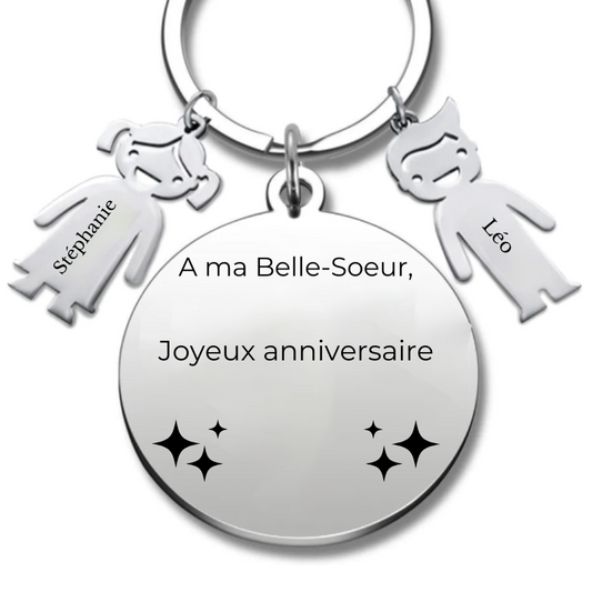 Porte-clé personnalisé Joyeux Anniversaire Belle Sœur