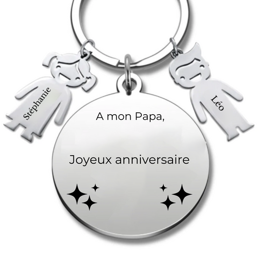Porte-clé personnalisé "Joyeux Anniversaire Papa" - A personnaliser