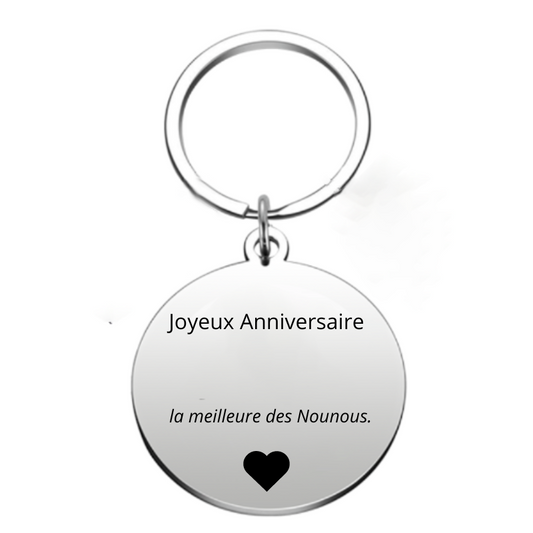 Porte-clé personnalisé Joyeux Anniversaire Nounou