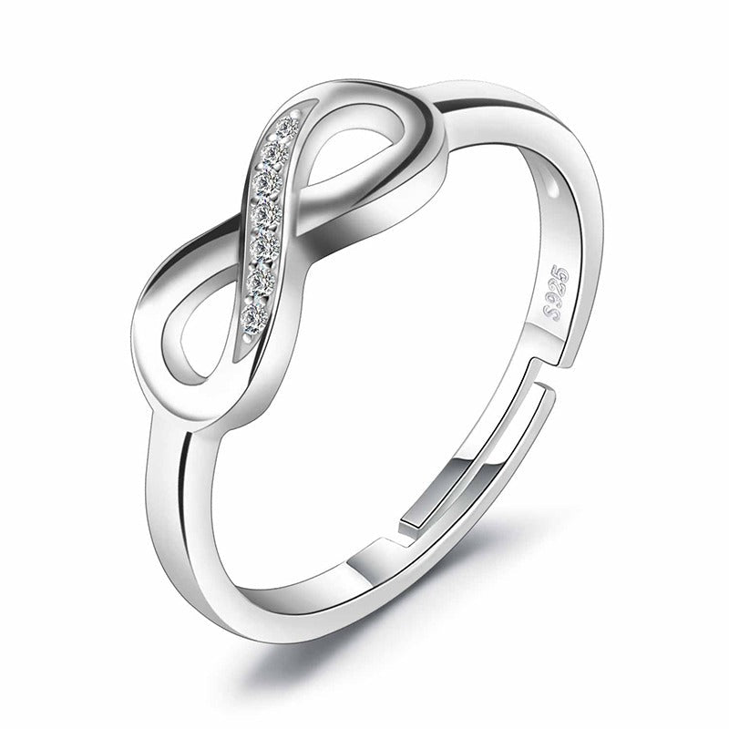 Bague Infini en Argent Sterling 925 ajustable ornée de cristaux blancs - Les Bijoux de Marilou