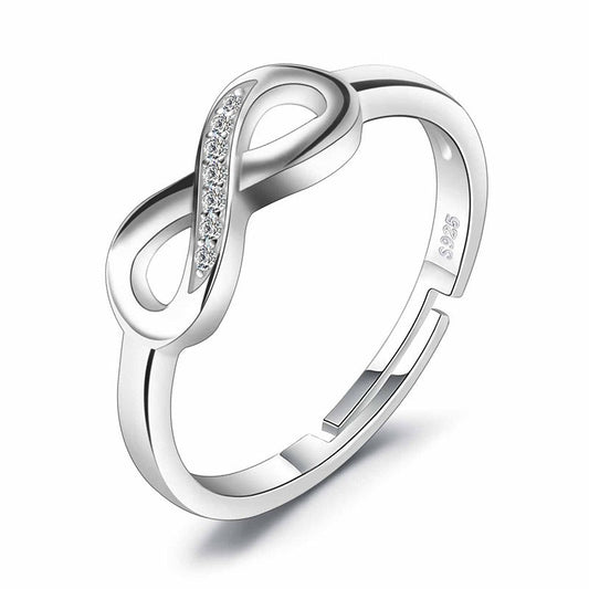 Bague Infini en Argent Sterling 925 ajustable ornée de cristaux blancs - Les Bijoux de Marilou