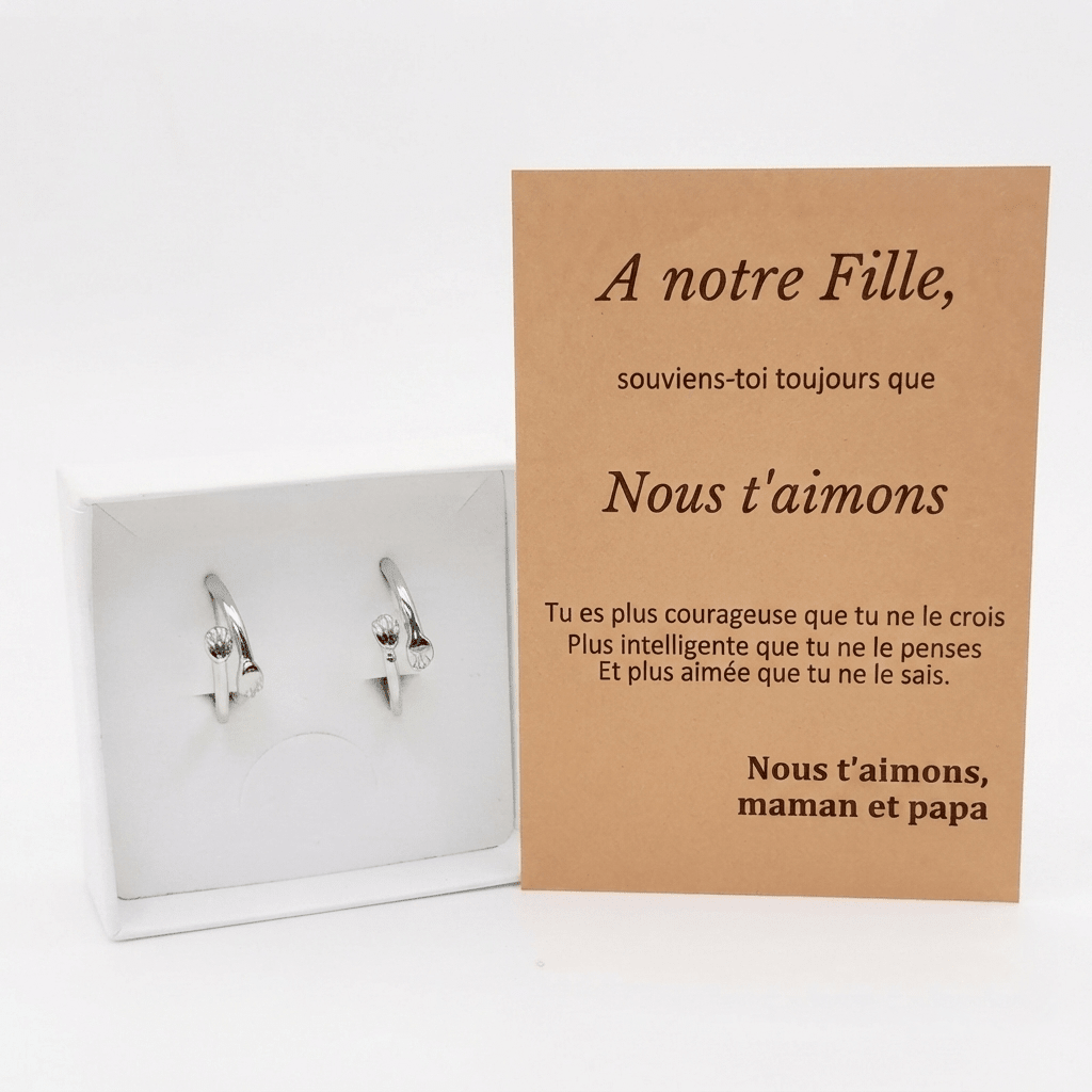 Bague mère fille Tendresse, carte message de Maman et Papa - Les Bijoux de Marilou