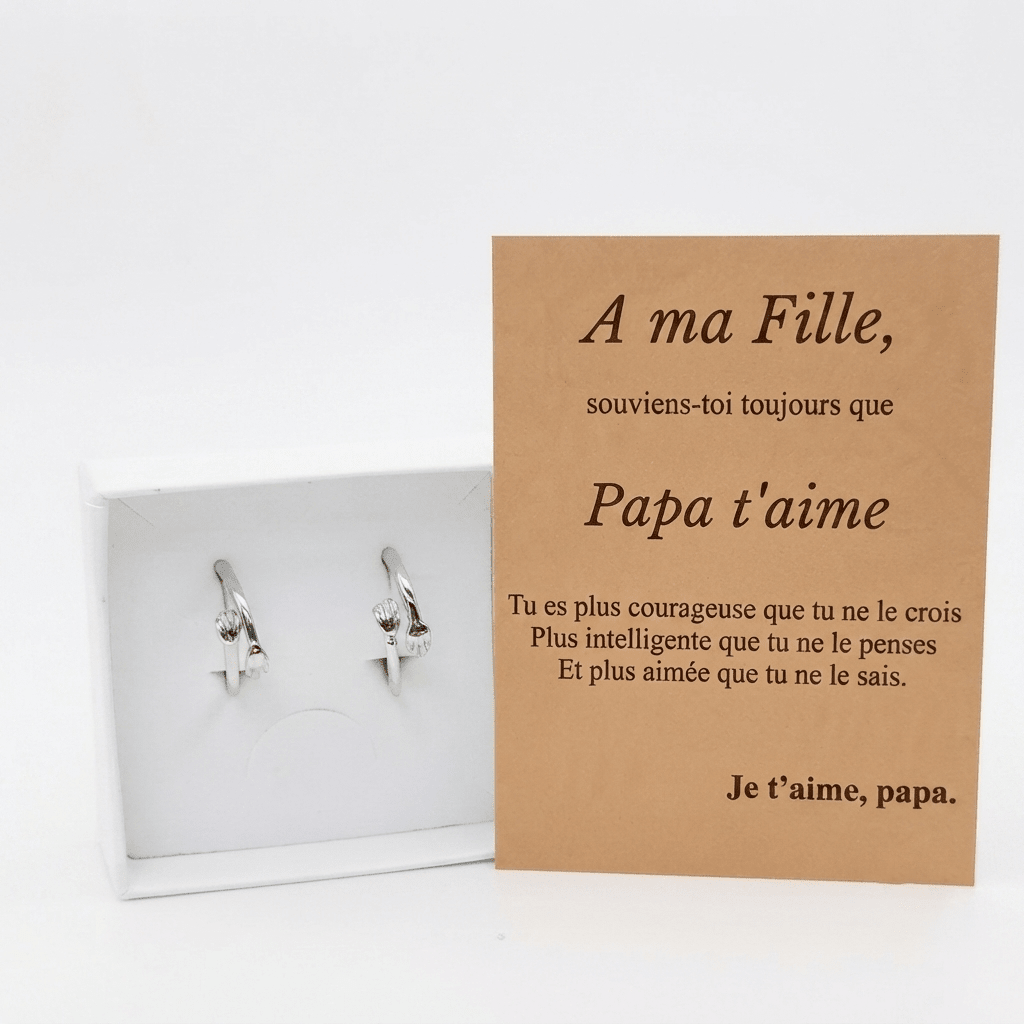 Bague mère fille Tendresse, carte message de la part de Maman - Les Bijoux de Marilou