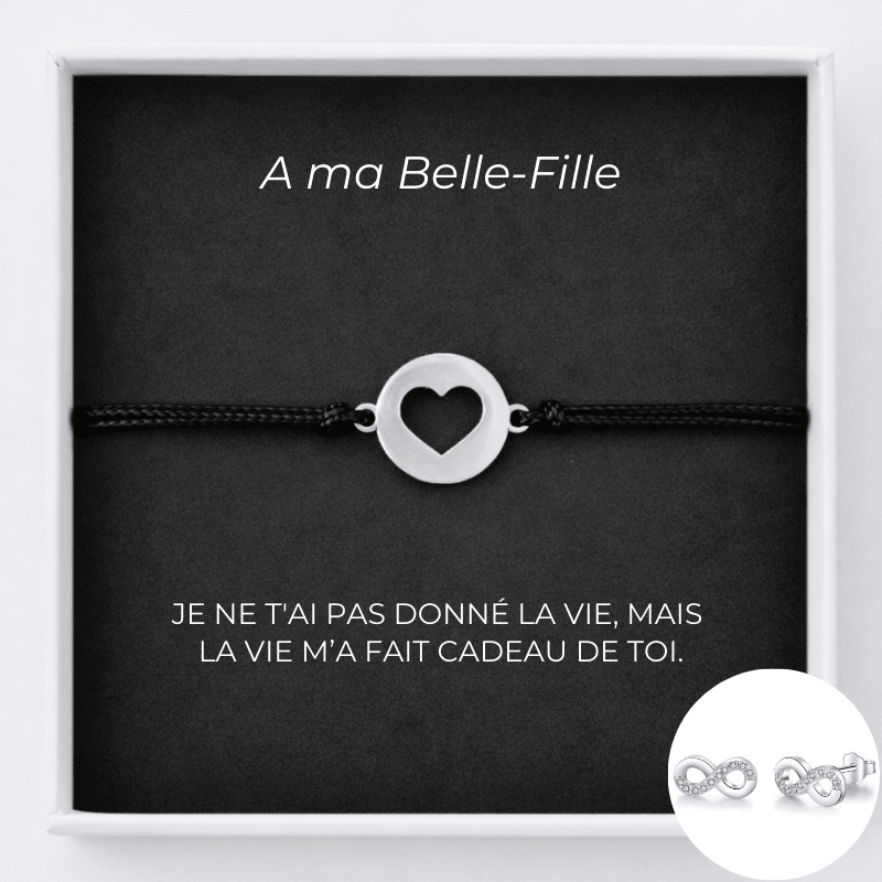 Bracelet A Ma Belle - Fille Ajustable Coeur Ouvert + la Carte Belle - Fille personnalisée - Les Bijoux de Marilou