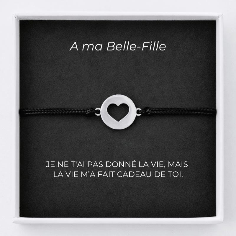 Bracelet A Ma Belle - Fille Ajustable Coeur Ouvert + la Carte Belle - Fille personnalisée - Les Bijoux de Marilou