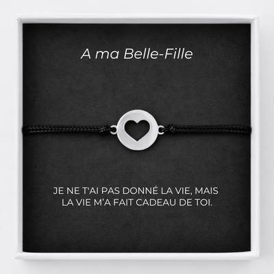 Bracelet A Ma Belle-Fille Ajustable  Coeur Ouvert + la Carte Belle-Fille personnalisée