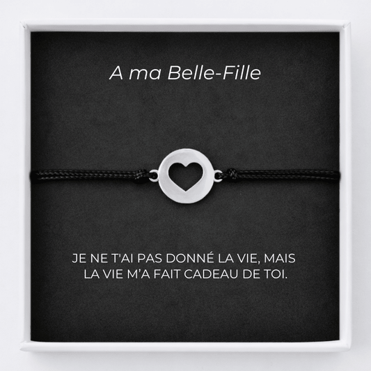 Bracelet A Ma Belle - Fille Ajustable Coeur Ouvert + la Carte Belle - Fille personnalisée - Les Bijoux de Marilou