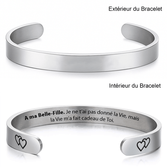 Bracelet jonc belle-fille gravé A ma Belle-Fille je ne t'ai pas donné la vie