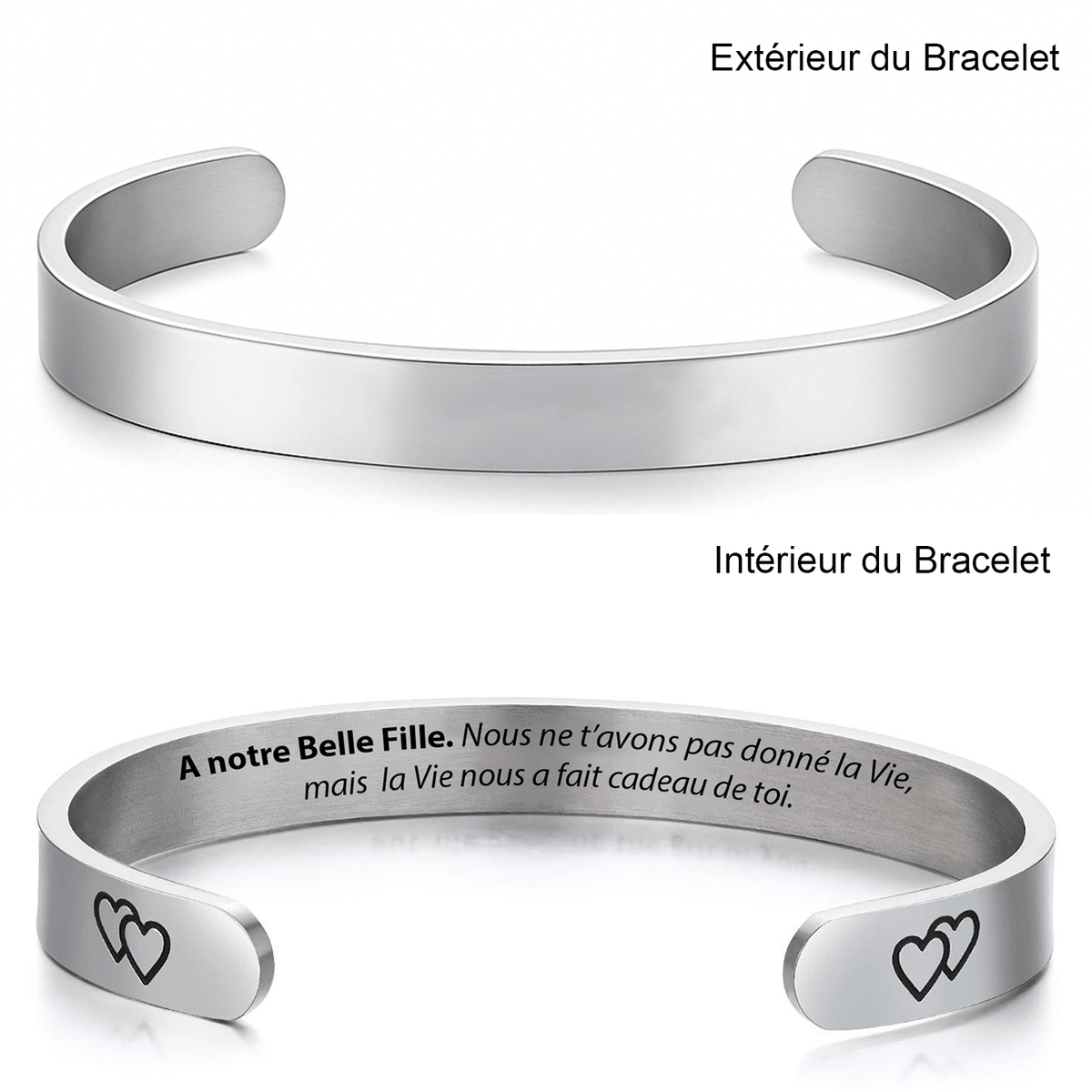 Bracelet jonc belle-fille gravé A notre Belle-Fille, acier inoxydable - Les Bijoux de Marilou