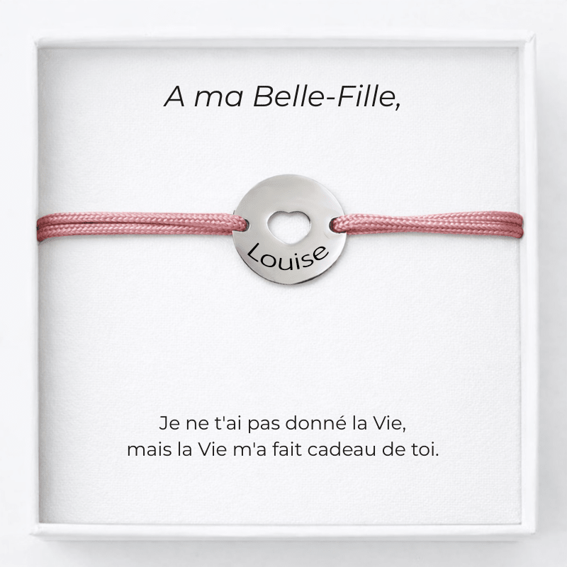 Bracelet A Ma Belle - Fille Ajustable Rose Personnalisé + Carte Belle - Fille - Les Bijoux de Marilou