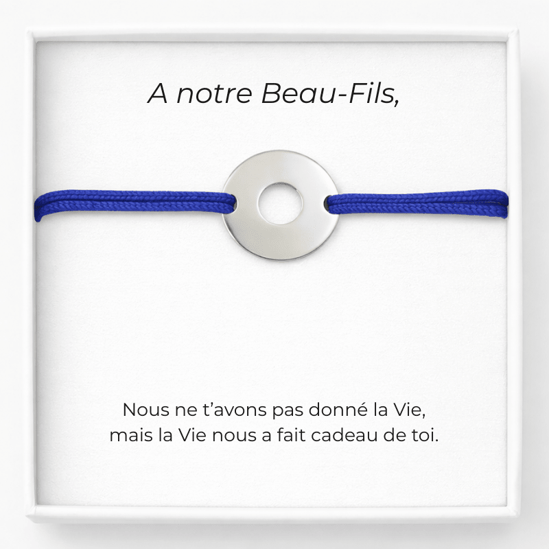 Bracelet A Mon Beau - Fils Ajustable Personnalisé Bleu + Carte pour Beau - Fils - Les Bijoux de Marilou