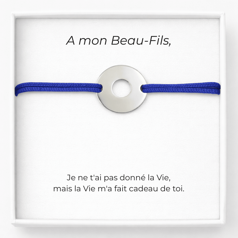 Bracelet A Mon Beau - Fils Ajustable Personnalisé Bleu + Carte pour Beau - Fils - Les Bijoux de Marilou