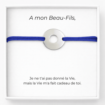 Bracelet A Mon Beau-Fils Ajustable Personnalisé Bleu + Carte pour Beau-Fils