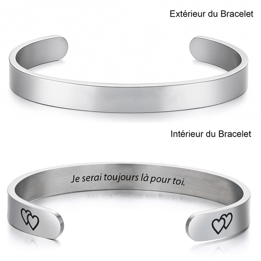 Bracelet cousine jonc ajustable personnalisé en acier inoxydable