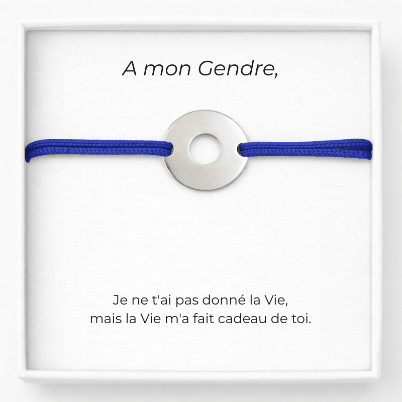 Bracelet Gendre Ajustable Personnalisé Bleu + Carte pour un Gendre - Les Bijoux de Marilou