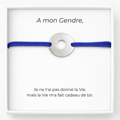 Bracelet Gendre Ajustable Personnalisé Bleu + Carte pour un Gendre