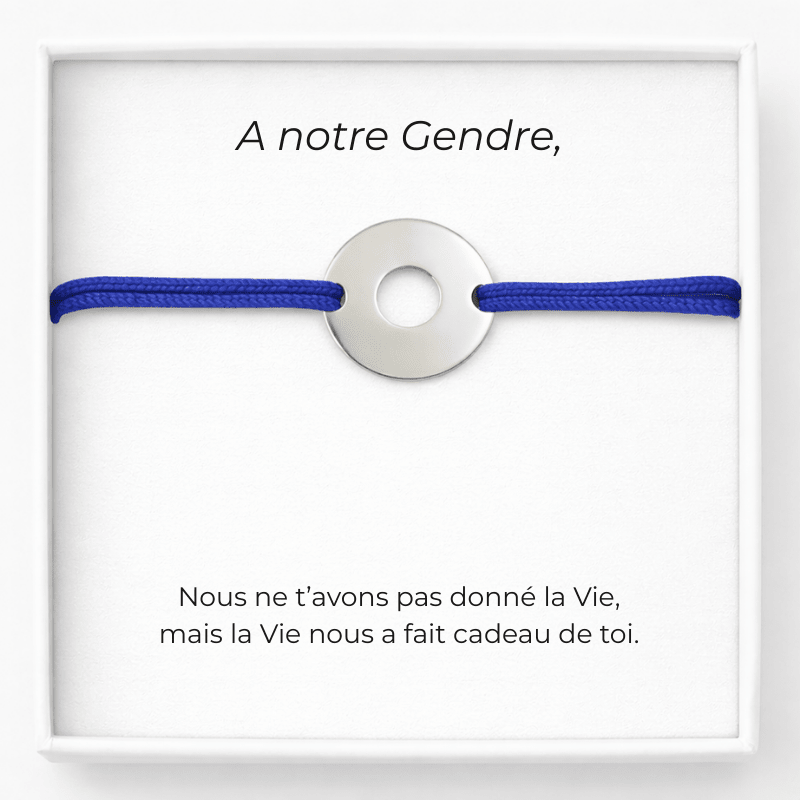 Bracelet Gendre Ajustable Personnalisé Bleu + Carte pour un Gendre - Les Bijoux de Marilou