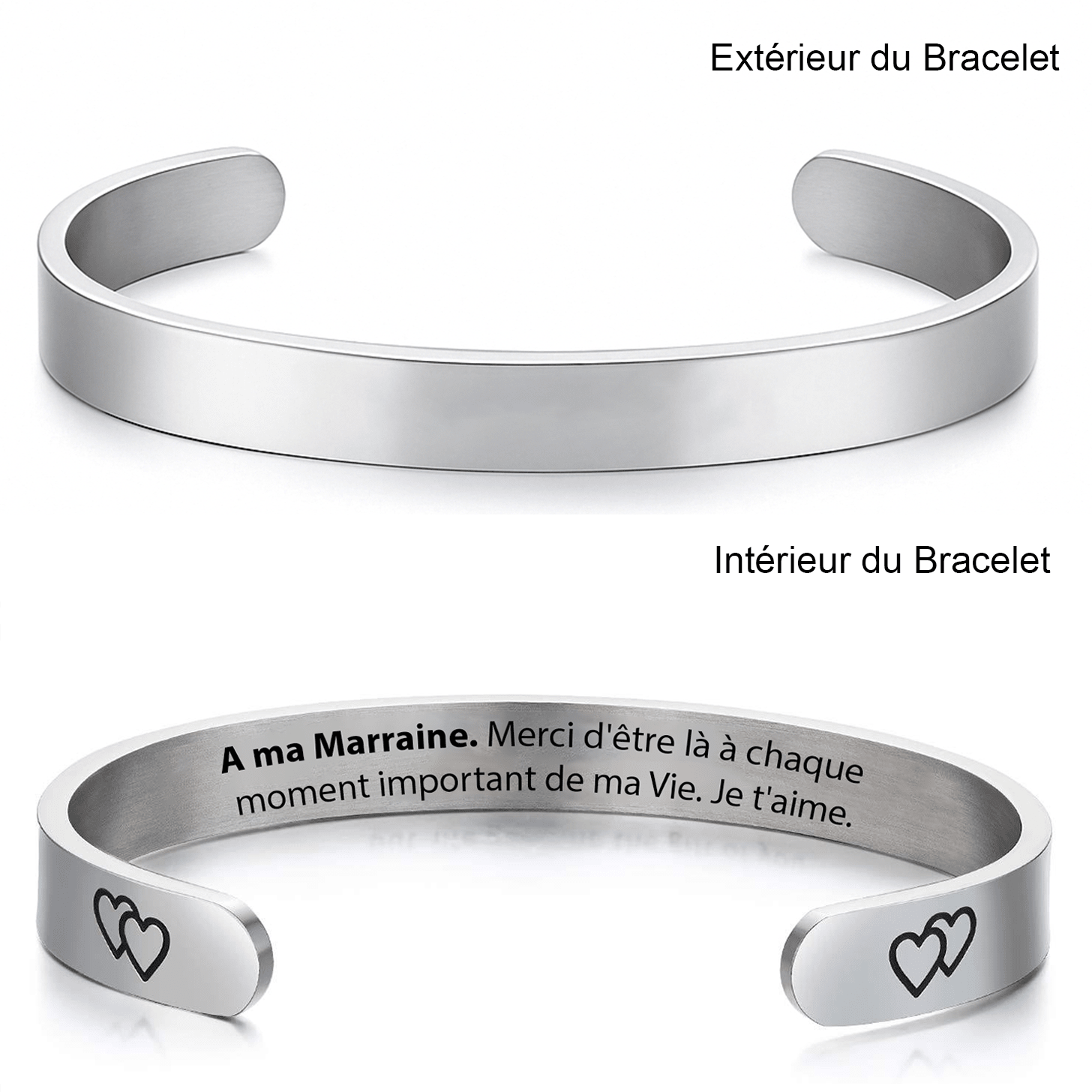 Bracelet marraine jonc gravé — version A ma Marraine
