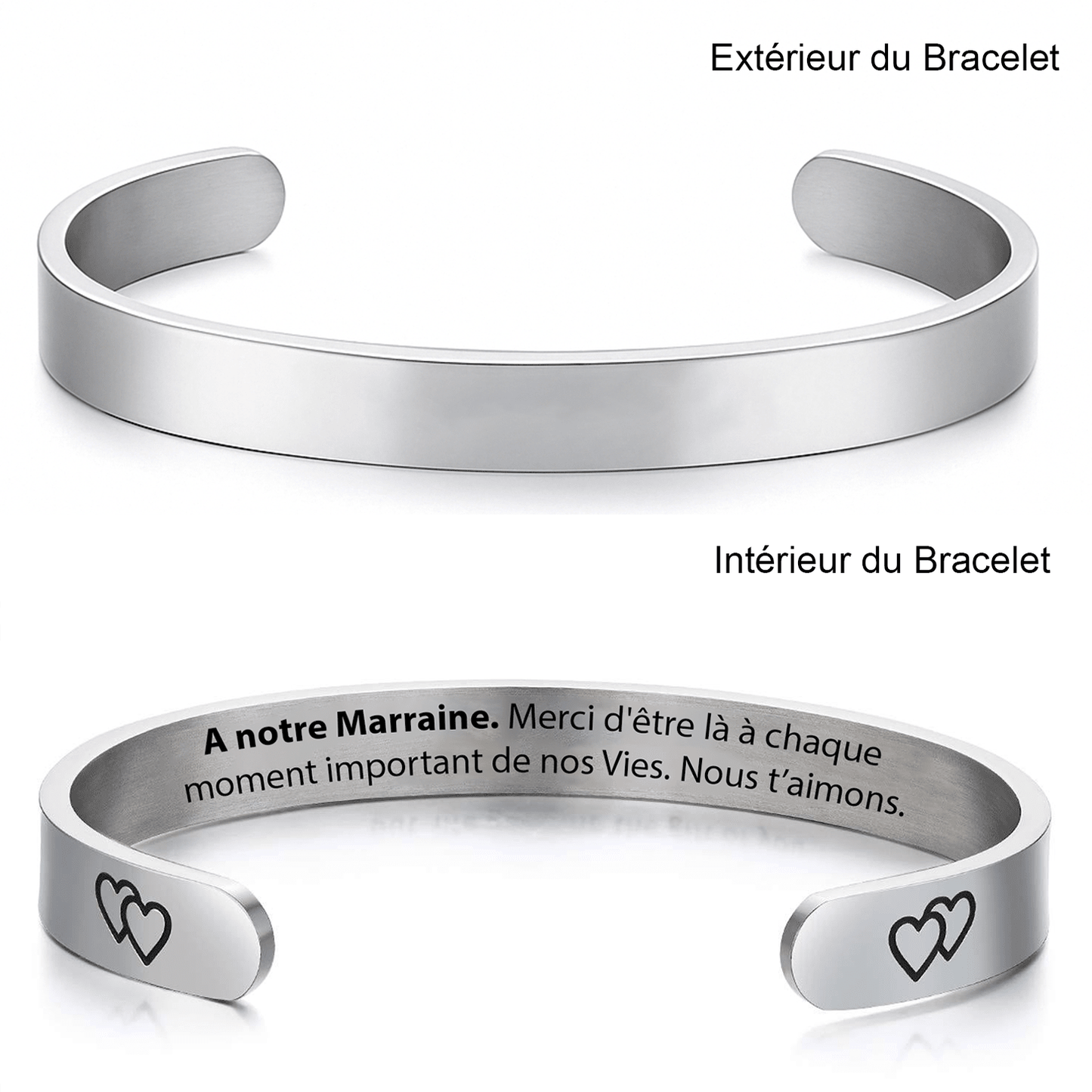 Bracelet marraine jonc gravé — version A notre Marraine