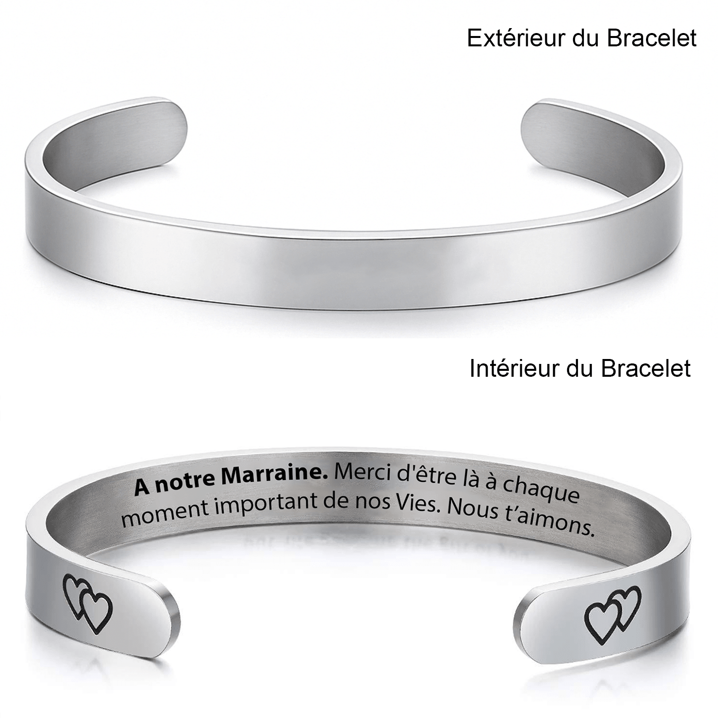 Bracelet marraine jonc gravé — version A notre Marraine