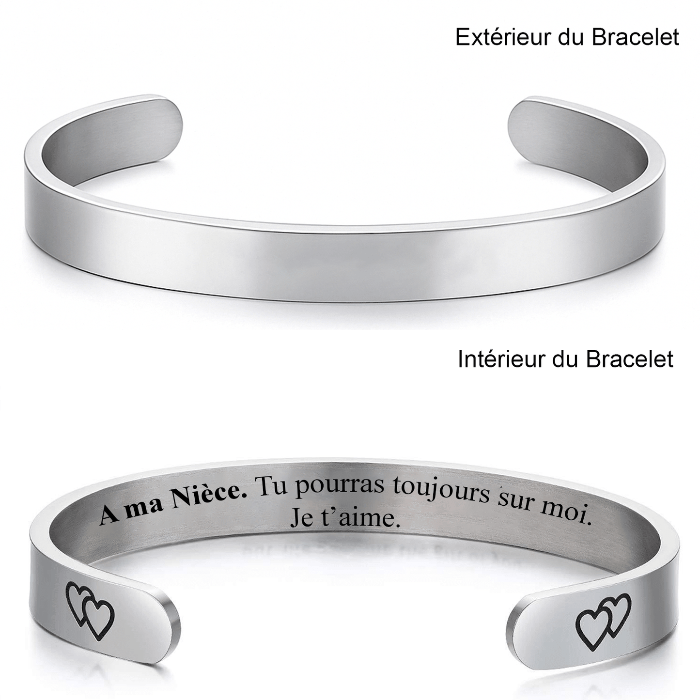 Bracelet Nièce Ajustable et Gravé à Personnaliser A ma Nièce - Les Bijoux de Marilou