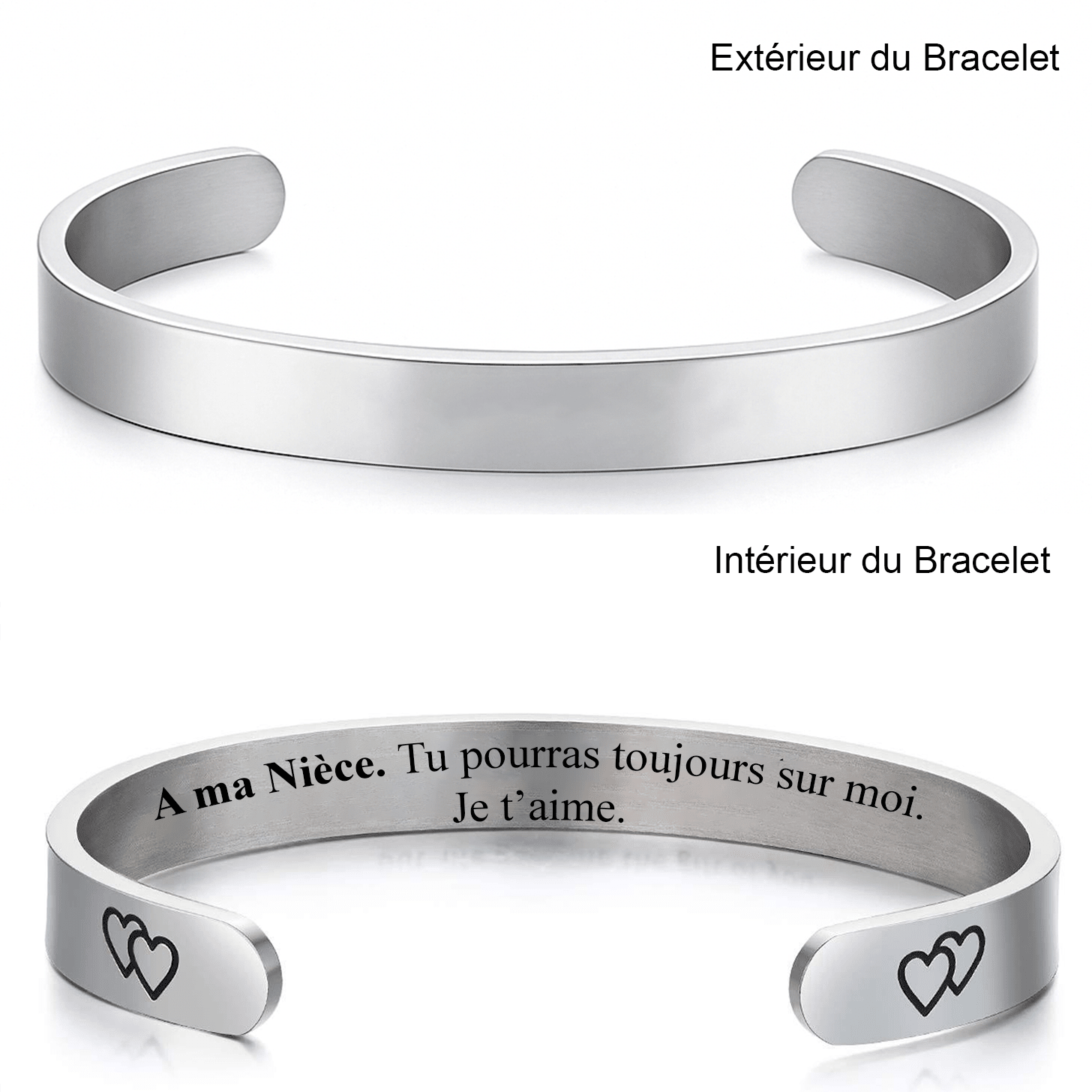 Bracelet Nièce Ajustable et Gravé à Personnaliser A ma Nièce - Les Bijoux de Marilou