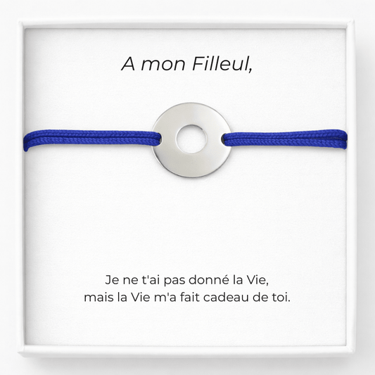 Bracelet Pour Filleul Ajustable Personnalisé Bleu + Carte Pour Filleul - Les Bijoux de Marilou