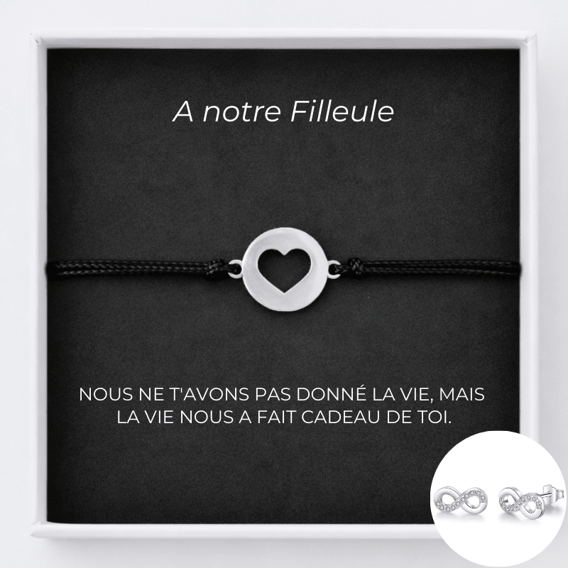 Bracelet pour Filleule Coeur Ouvert + Carte pour Filleule Personnalisée - Les Bijoux de Marilou