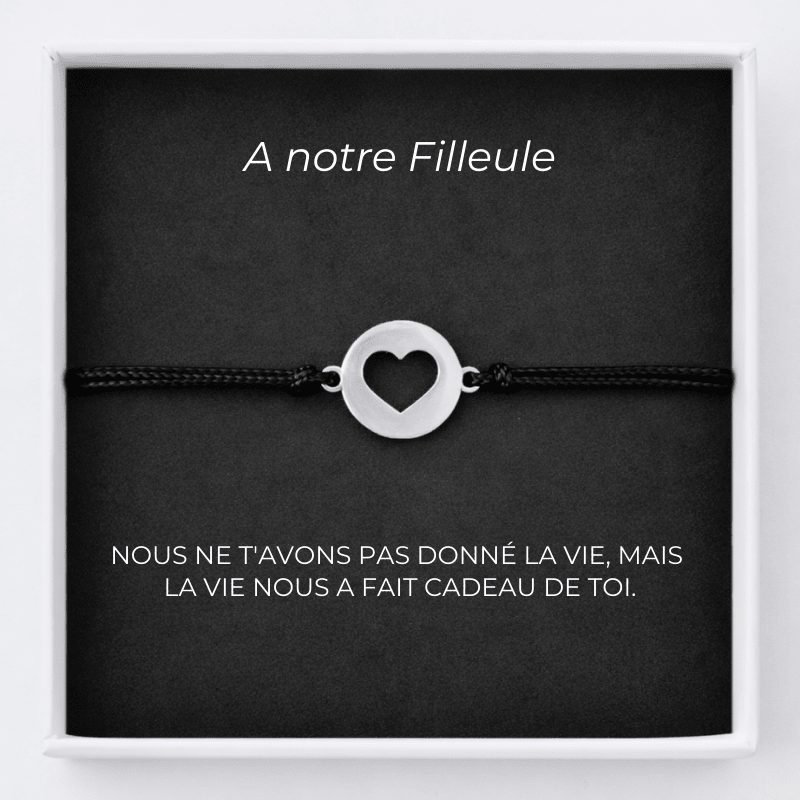 Bracelet pour Filleule Coeur Ouvert + Carte pour Filleule Personnalisée - Les Bijoux de Marilou
