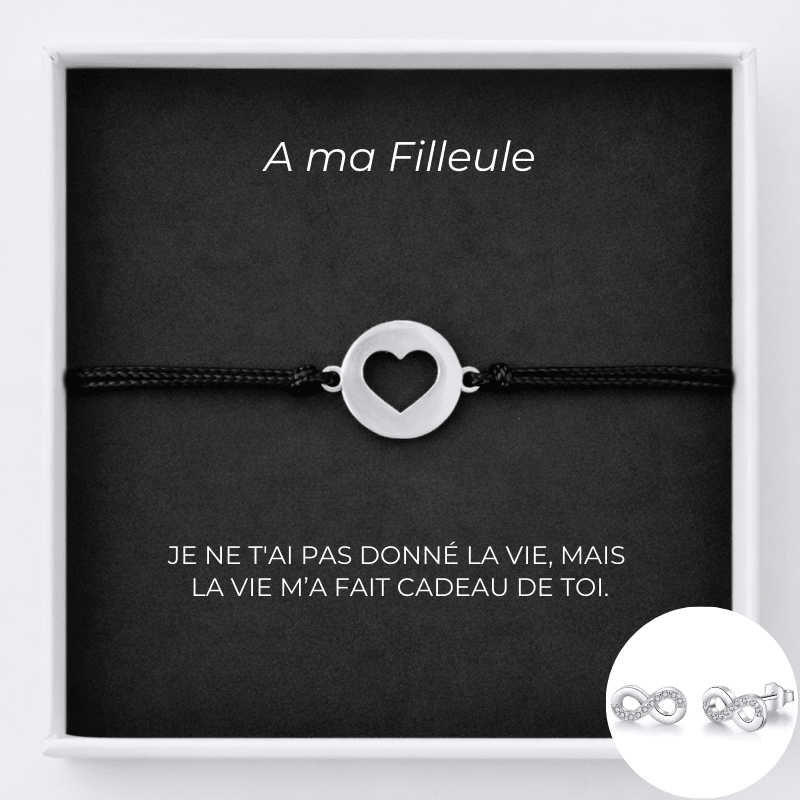 Bracelet pour Filleule Coeur Ouvert + Carte pour Filleule Personnalisée - Les Bijoux de Marilou