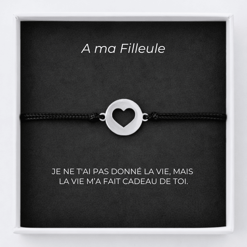 Bracelet pour Filleule Coeur Ouvert + Carte pour Filleule Personnalisée - Les Bijoux de Marilou