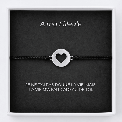 Bracelet pour Filleule Coeur Ouvert + Carte pour Filleule Personnalisée