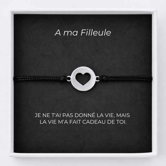 Bracelet pour Filleule Coeur Ouvert + Carte pour Filleule Personnalisée - Les Bijoux de Marilou