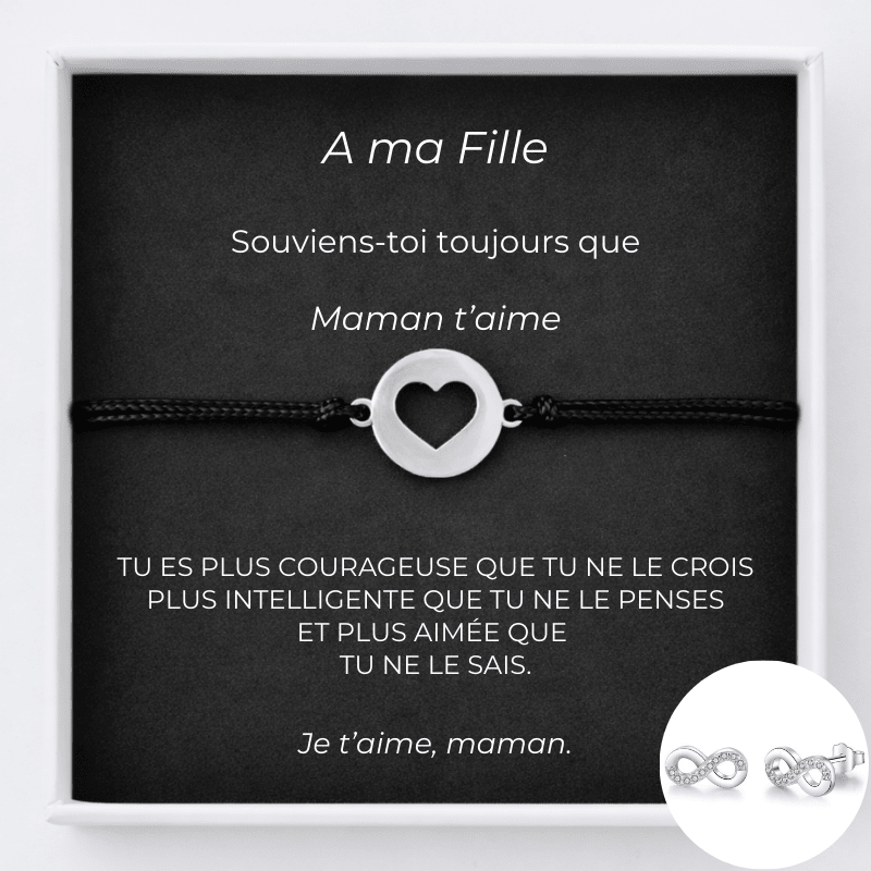 Bracelet Pour Ma Fille Ajustable Coeur Ouvert + Carte pour Ma Fille Personnalisée - Les Bijoux de Marilou
