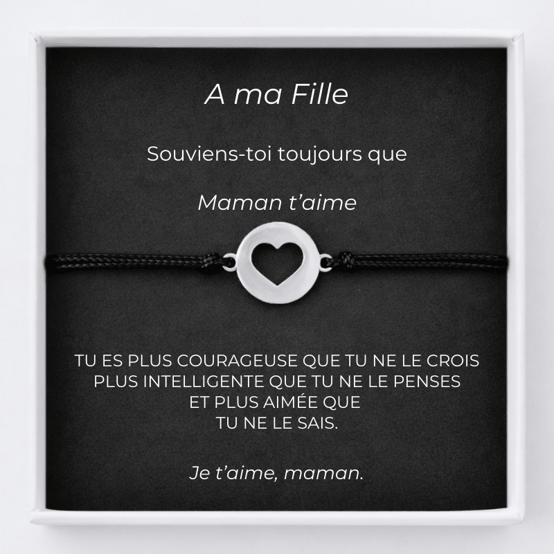Bracelet Pour Ma Fille Ajustable Coeur Ouvert + Carte pour Ma Fille Personnalisée - Les Bijoux de Marilou