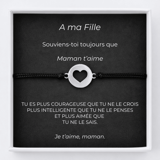 Bracelet Pour Ma Fille Ajustable Coeur Ouvert + Carte pour Ma Fille Personnalisée - Les Bijoux de Marilou