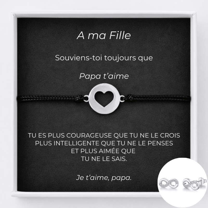 Bracelet Pour Ma Fille Ajustable Coeur Ouvert + Carte pour Ma Fille Personnalisée - Les Bijoux de Marilou