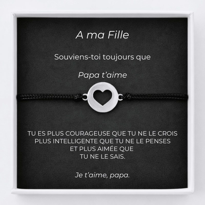 Bracelet Pour Ma Fille Ajustable Coeur Ouvert + Carte pour Ma Fille Personnalisée - Les Bijoux de Marilou