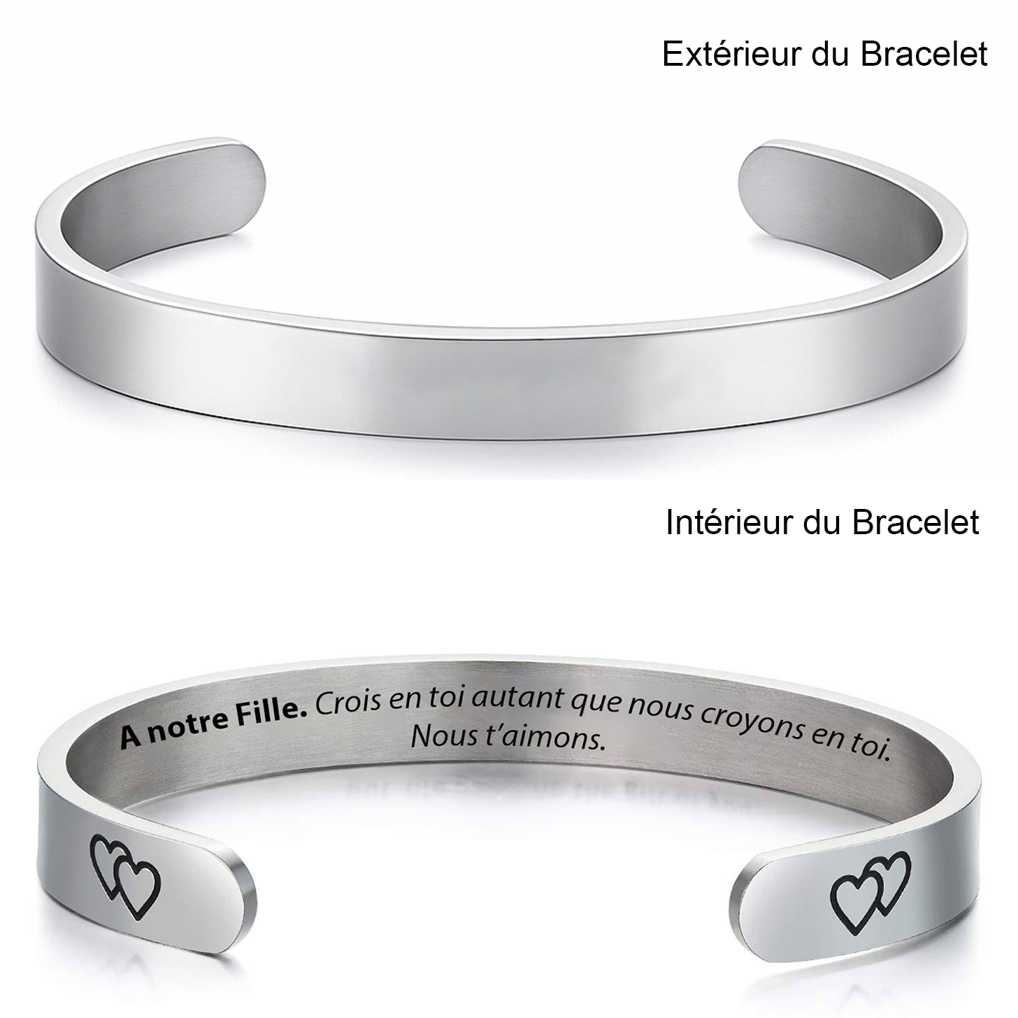 Bracelet pour ma fille jonc gravé — version A notre Fille