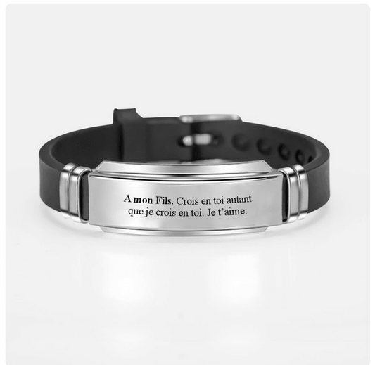Bracelet pour mon fils gravé A mon Fils Crois en toi autant que je crois en toi Je t'aime