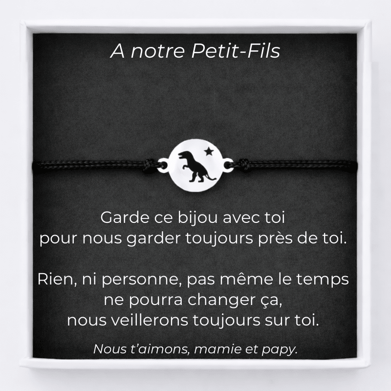 Bracelet petit-fils et carte À notre Petit-Fils de Mamie et Papy - Les Bijoux de Marilou