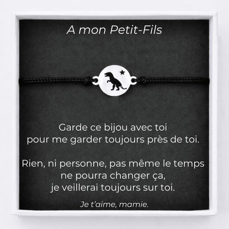 Bracelet petit-fils cordon ajustable et carte À mon Petit-Fils de Mamie - Les Bijoux de Marilou