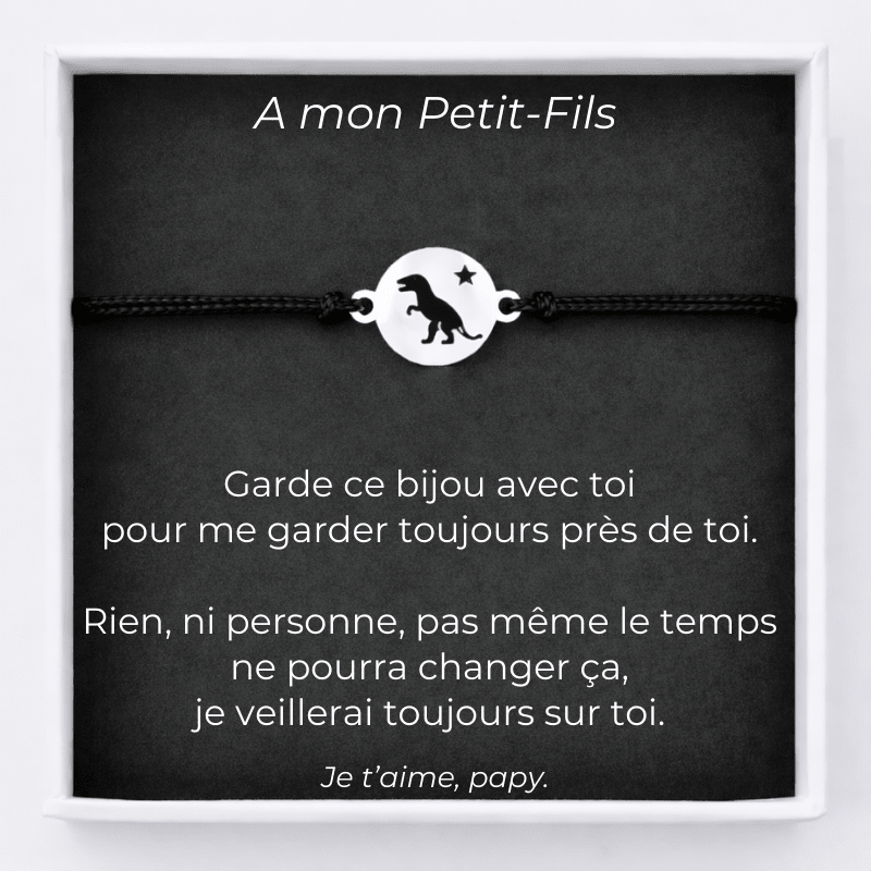 Bracelet petit-fils cordon ajustable et carte À mon Petit-Fils de Papy - Les Bijoux de Marilou