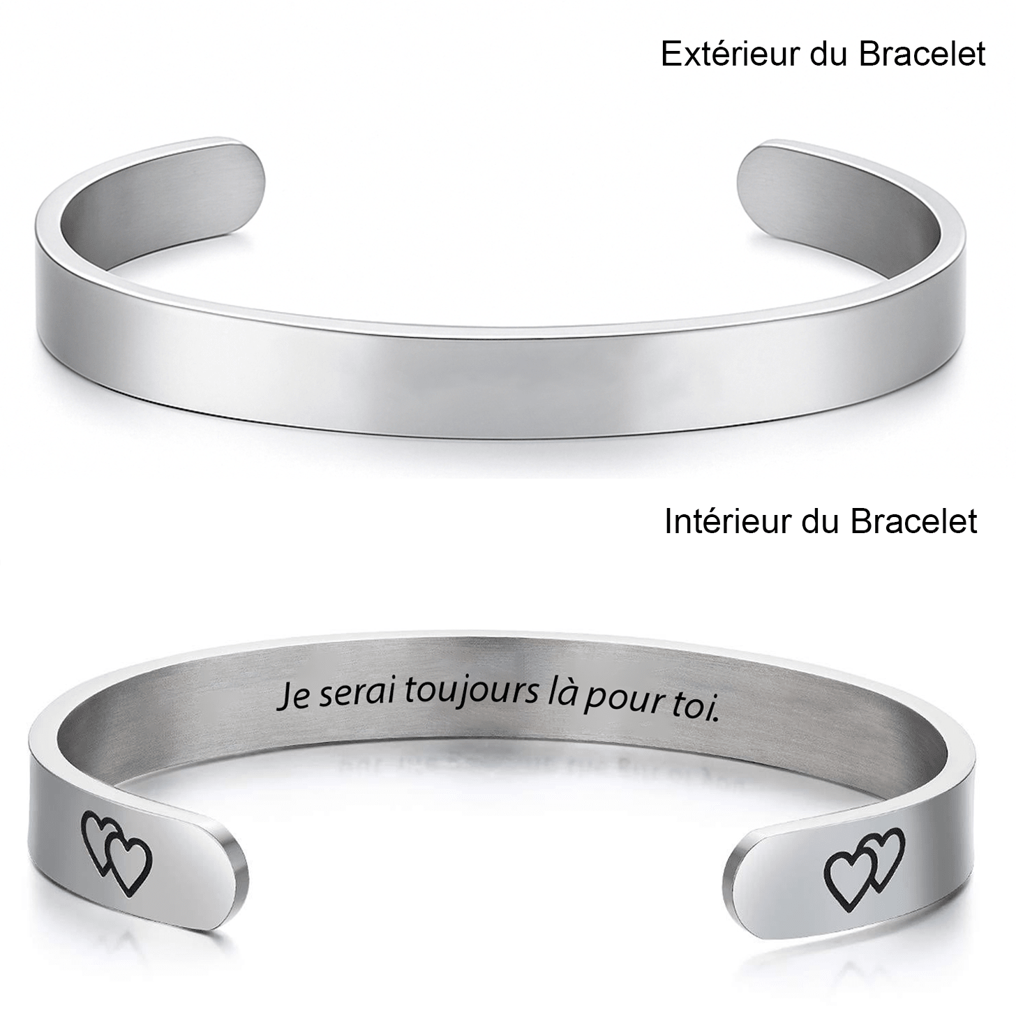 Bracelet pour ma sœur jonc gravé intérieur en acier inoxydable
