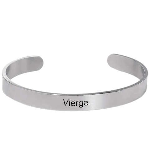 Bracelet signe astrologique Vierge gravé acier inoxydable ajustable