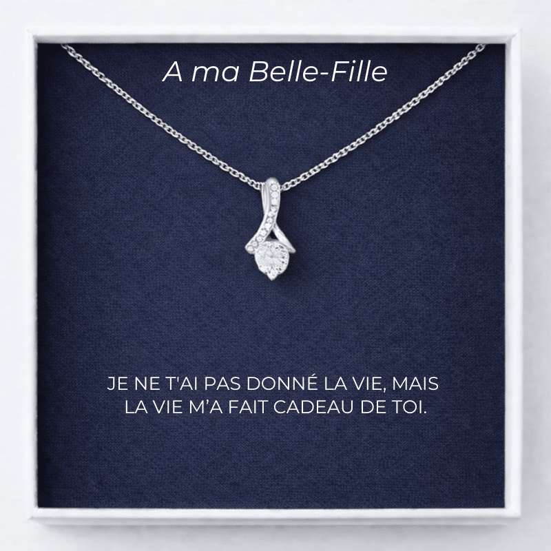 Collier A ma Belle-Fille, pendentif ruban serti de zircons sur carte « Je ne t'ai pas donné la vie, mais la vie m'a fait cadeau de toi »